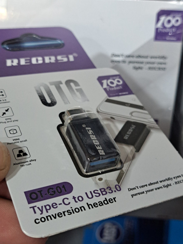 تبدیل OTG تایپ C به USB 3.0 رکرسی RECRSI مدل OT-G01 تک وعمده | مبدل Type-C به USB3 مناسب گوشی، تبلت و لپ تاپ